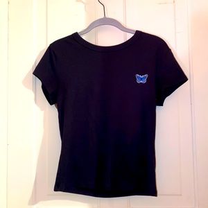 Black cropped butterfly shirt